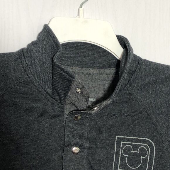 Disney Parks Pullover Mens Small Gray 2018 1/4 Button Kangaroo Pocket NEW - Picture 7 of 13